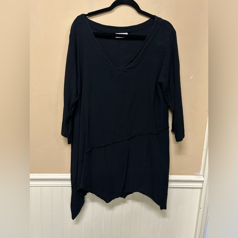 EILEEN FISHER Cashmere Silk Trim Sweater Long Sleeve Black Size XL